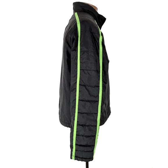 Vtg Polo Sport Coat Jacket Ralph Lauren Black Nylon Mens M Green Strip Logo Warm - Picture 4 of 11